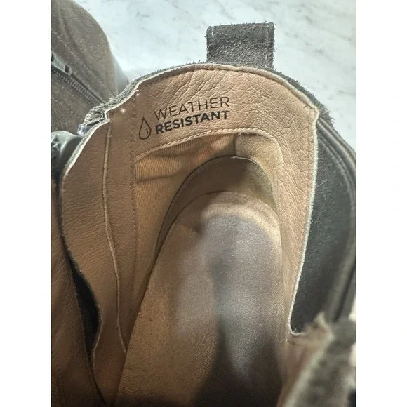 Vionic Paloma Taupe Suede Weather Resistant Wedge Booties Size 7.5 Zip‎ Ankle - Picture 6 of 8